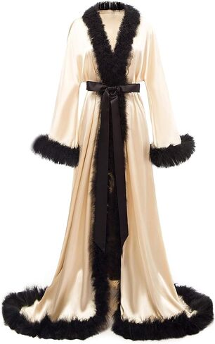 Yexinbridal Feather Bridal Robe Silk Satin Luxury Maternity Gown for Photoshoot Wedding Dressing Lingerie Nightgown in Saudi Arabia
