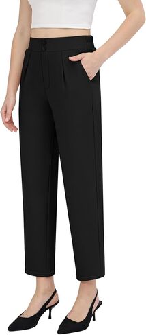 Dress Pants Women Stretchy High Waist, Tapered Casual Business Slacks Pull on Comfy with Pockets Office in Saudi Arabia