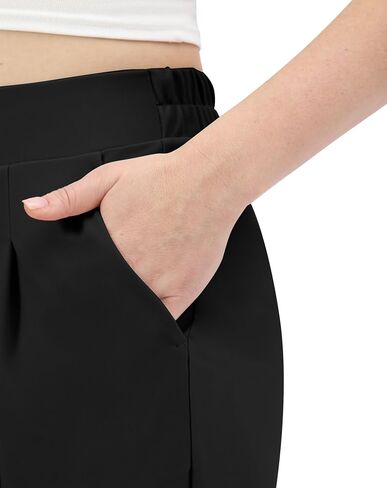 Dress Pants Women Stretchy High Waist, Tapered Casual Business Slacks Pull on Comfy with Pockets Office in Saudi Arabia