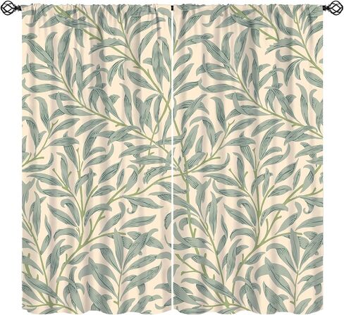 William Morris Curtains, Bohemia Minimalist Leaves Bough Pattern Window Treatments, Rod Pocket Thermal Insulated Drapes 2 Panel Sets for Bedroom Living Room Kitchen, 42" W X 45" L【Decor】 in Saudi Arabia