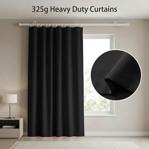 Room Divider Curtains with Flexible Bendable Ceiling & Wall Mounted Track Set, Blackout Window Curtains Thermal Insulated Noise Reduction Privacy Dividers Curtains for Bedroom(Black,100W X 84L) in Saudi Arabia