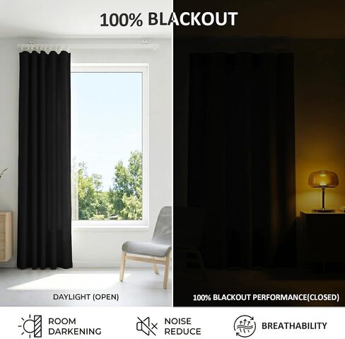 Room Divider Curtains with Flexible Bendable Ceiling & Wall Mounted Track Set, Blackout Window Curtains Thermal Insulated Noise Reduction Privacy Dividers Curtains for Bedroom(Black,100W X 84L) in Saudi Arabia