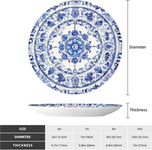 Blue White Flowers Bone China Decorative Plate –ceramic Art Plate With Display Stand For Home, Kitchen, Wall Or Table Decor in Kuwait