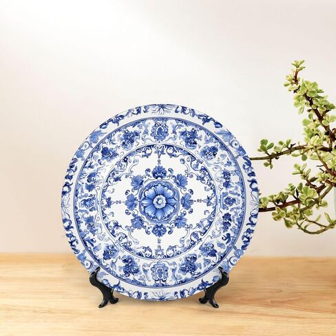 Blue White Flowers Bone China Decorative Plate –ceramic Art Plate With Display Stand For Home, Kitchen, Wall Or Table Decor in Kuwait
