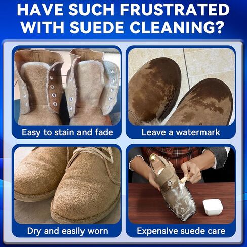Suede Shoes Cleaner, No-Rinse Suede and Nubuck Cleaner with Brush & Towel, Shoe Cleaner Remove Stain & Water Mark for Suede Fabric in Saudi Arabia