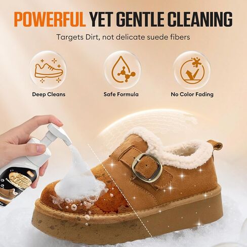 Suede Shoe Cleaner, No-Rinse Suede & Nubuck Cleaner Removes Dirt & Stains, Shoe Cleaning Kit for Suede, Boots, Sneaker in Saudi Arabia