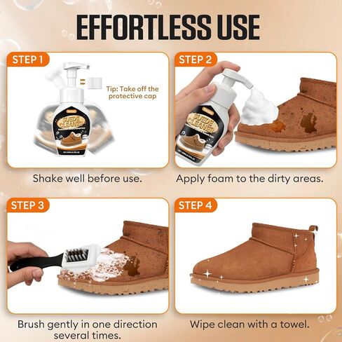 Suede Shoe Cleaner, No-Rinse Suede & Nubuck Cleaner Removes Dirt & Stains, Shoe Cleaning Kit for Suede, Boots, Sneaker in Saudi Arabia