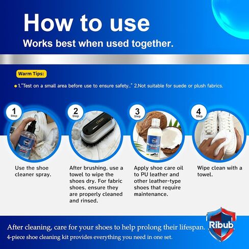 Shoe Cleaning Kit & Sneaker Care Kit – Sneaker Cleaner for Mesh Shoes, Leather, Canvas, Deep Clean Shoe Cleaner with Brush for Most Sneakers in Kuwait
