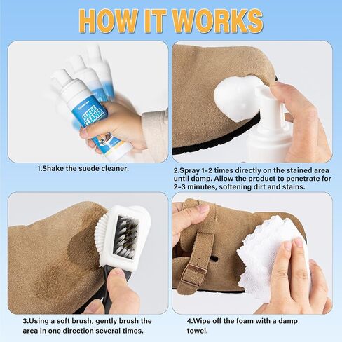 GleamGlee Suede Cleaner Kit 6.76 oz, Suede & Nubuck Shoe Cleaner with Brush & Towel for Shoes, Boots & Bags in Saudi Arabia