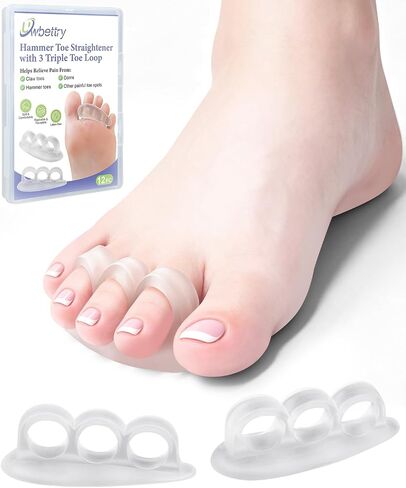 12 Pcs Silicone Hammer Toe Straightener Correctors, Hammertoe Cushions Pads Support, Gel Toe Separator Spacers for Women Men Claw, Curled, Bent, Overlapping, 3 Loops in Saudi Arabia