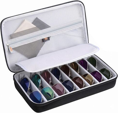 Legestori Travel Sunglasses Organizer​ Case,​ Portable Hard EVA Sunglass Carrying Case, Adjustable Slots Case for Multiple ​Sunglass Eyeglasses, Trendy Glasses Storage Box for Men Women (Case Only in Kuwait