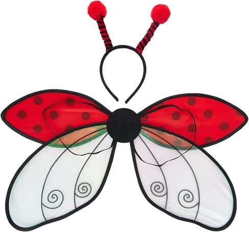 Women Girl's Fairy Bee Ladybug Costume Wings with Antenna Headband, Kids Dress-Up Accessories for Halloween Cosplay in Saudi Arabia