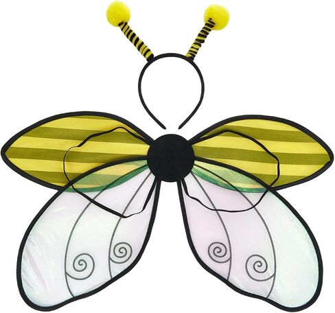 Women Girl's Fairy Bee Ladybug Costume Wings with Antenna Headband, Kids Dress-Up Accessories for Halloween Cosplay in Saudi Arabia