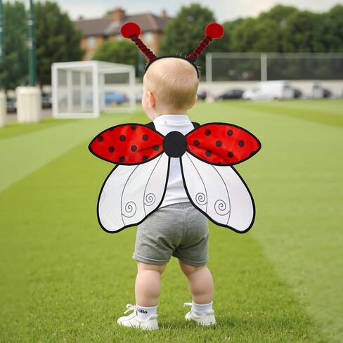 Women Girl's Fairy Bee Ladybug Costume Wings with Antenna Headband, Kids Dress-Up Accessories for Halloween Cosplay in Saudi Arabia