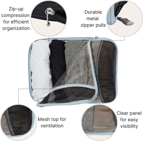 Baggallini Compression Cube 3-piece set - Lightweight Compression Packing Cubes for Travel in Kuwait