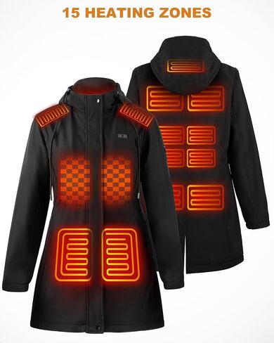 Heated Jackets for Women,15 Heat Zone Women's Heated Jacket with Bαtterγ Pack, Lightweight Softshell Jacket(M) in Saudi Arabia