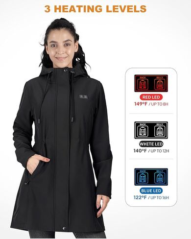 Heated Jackets for Women,15 Heat Zone Women's Heated Jacket with Bαtterγ Pack, Lightweight Softshell Jacket(M) in Saudi Arabia