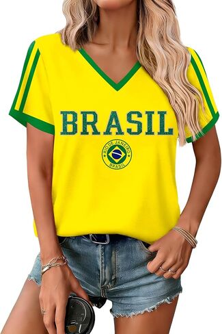 Maisolly Soccer Cup 2026 Women's Short Sleeve Graphic V-Neck Top T-Shirt in Saudi Arabia