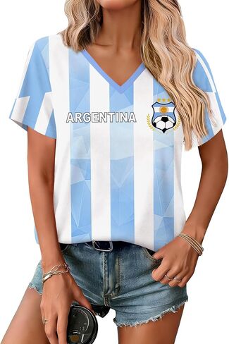 Maisolly Soccer Cup 2026 Women's Short Sleeve Graphic V-Neck Top T-Shirt in Saudi Arabia