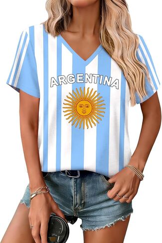 Maisolly Soccer Cup 2026 Women's Short Sleeve Graphic V-Neck Top T-Shirt in Saudi Arabia