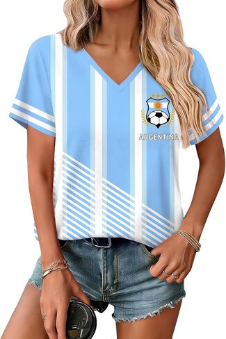 Maisolly Soccer Cup 2026 Women's Short Sleeve Graphic V-Neck Top T-Shirt in Saudi Arabia
