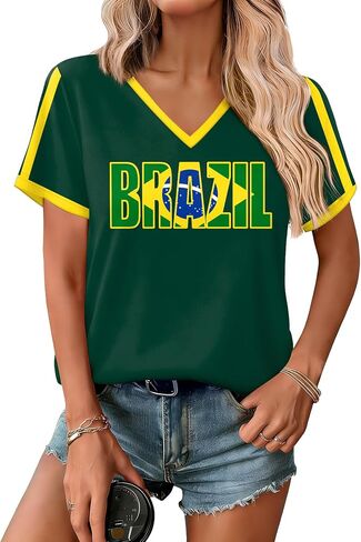 Maisolly Soccer Cup 2026 Women's Short Sleeve Graphic V-Neck Top T-Shirt in Saudi Arabia