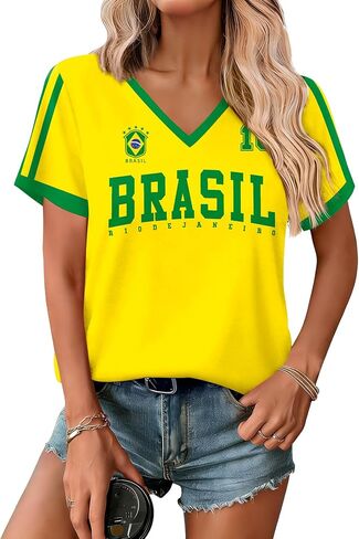 Maisolly Soccer Cup 2026 Women's Short Sleeve Graphic V-Neck Top T-Shirt in Saudi Arabia
