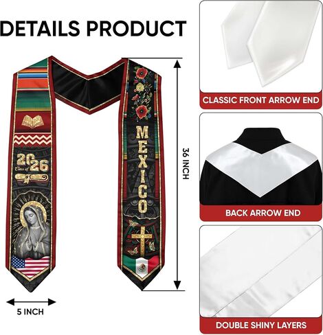 Mexican Flag Graduation Sash, Mexican Stole, Graduation Sash Mexico 2026 in Saudi Arabia