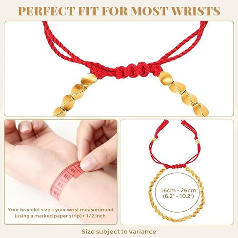 Tibetan Red Copper Beads String Bracelet, Handmade Braided Cotton String Tibetan Copper Bracelet, Polished Copper Beads Tibetan Bracelet, Adjustable Unisex Copper Bracelet Gift for Women and Men, Includes Gift Box in Kuwait