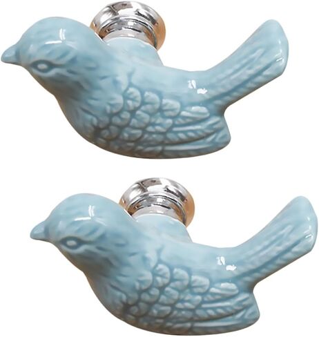 Cabinet Door Knob Single Hole Easy to Install and Remove European Style Ceramic Blue 2pcs Pack Decorative Drawer Handle for Kitchen or Bathroom Cabinets in Kuwait