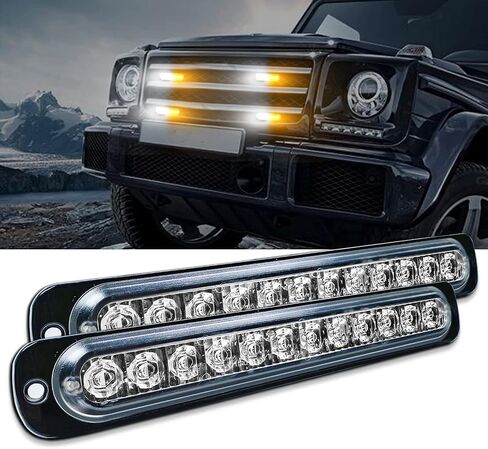 RIGIDON 2 Pack LED Emergency Strobe 6 LED Amber Surface Mount Flashing Strobe Lights for trucks Car Grille Off-road Warning Emergency Flashing Lights in Kuwait