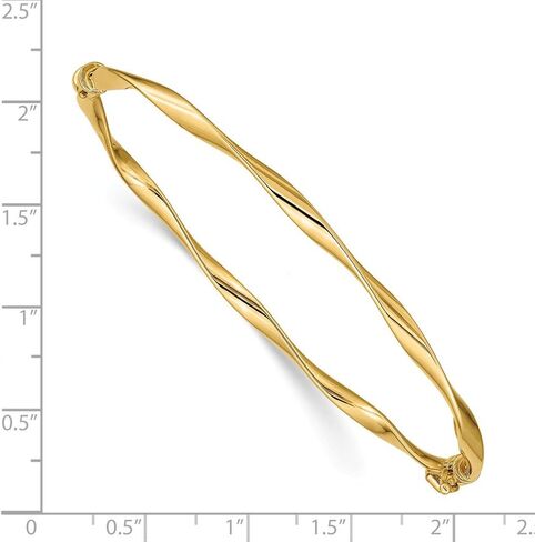 Solid 14K Yellow Gold Polished Twisted Hinged Bangle Bracelet in Kuwait