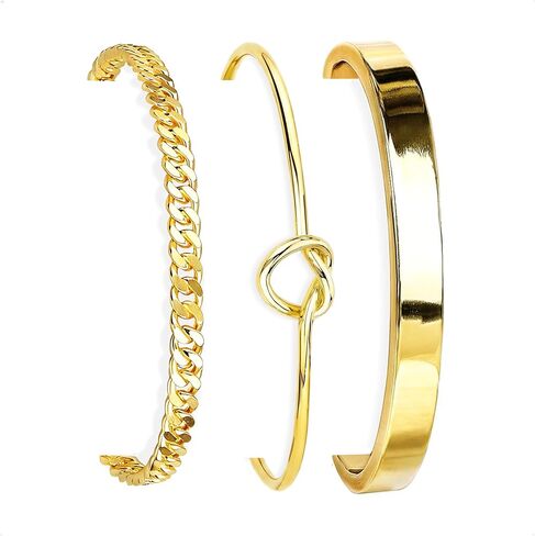 HERIER Gold Bracelets for Women 18k Gold Plated Bracelet Stack Bangle Cuff Bracelet Set for Women Non Tarnish Beaded/Paperclip/Cuban Link Chain Bracelets Jewelry for Women Trendy in Saudi Arabia