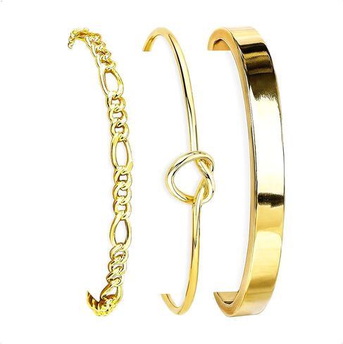 HERIER Gold Bracelets for Women 18k Gold Plated Bracelet Stack Bangle Cuff Bracelet Set for Women Non Tarnish Beaded/Paperclip/Cuban Link Chain Bracelets Jewelry for Women Trendy in Saudi Arabia