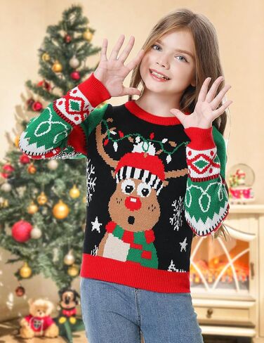 Ugly Christmas Sweater for Kids Boys Girls Christmas Sweater Knit Xmas Pullover Holiday Party Jumper Sweatshirt 4-14T in Kuwait