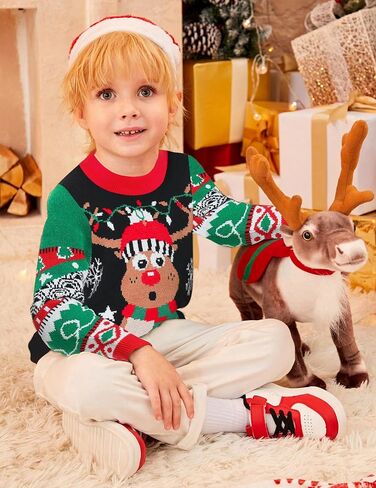 Ugly Christmas Sweater for Kids Boys Girls Christmas Sweater Knit Xmas Pullover Holiday Party Jumper Sweatshirt 4-14T in Kuwait