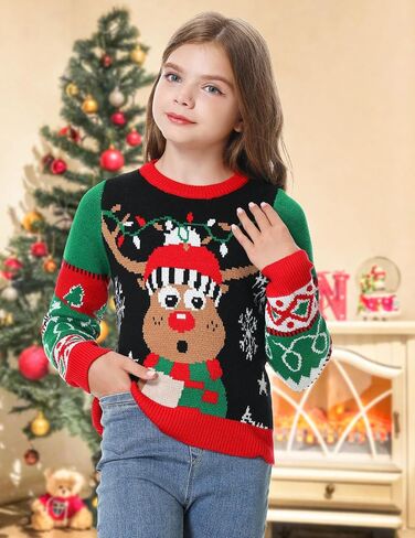 Ugly Christmas Sweater for Kids Boys Girls Christmas Sweater Knit Xmas Pullover Holiday Party Jumper Sweatshirt 4-14T in Kuwait