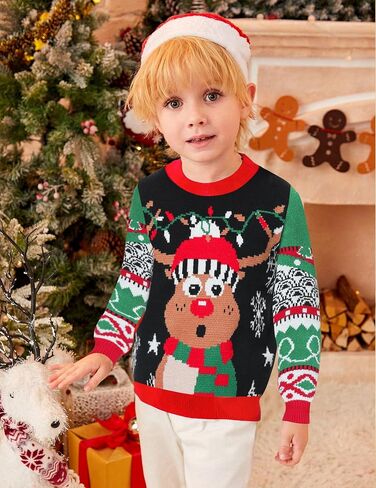 Ugly Christmas Sweater for Kids Boys Girls Christmas Sweater Knit Xmas Pullover Holiday Party Jumper Sweatshirt 4-14T in Kuwait