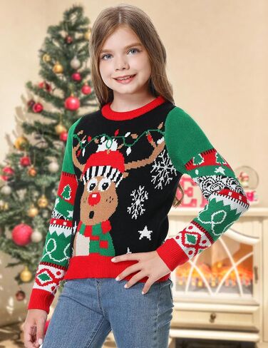 Ugly Christmas Sweater for Kids Boys Girls Christmas Sweater Knit Xmas Pullover Holiday Party Jumper Sweatshirt 4-14T in Kuwait