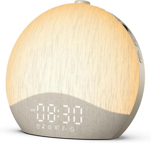 ecozy Sunrise Alarm Clock, White Noise Machine, Sound Machine for Bedroom, Wake Up Light with BT Speaker, 26 Sleep Sounds, 17 Night Lights, Dimmable Digital Clock for Adults, Kids in Kuwait