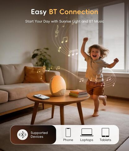 ecozy Sunrise Alarm Clock, White Noise Machine, Sound Machine for Bedroom, Wake Up Light with BT Speaker, 26 Sleep Sounds, 17 Night Lights, Dimmable Digital Clock for Adults, Kids in Kuwait