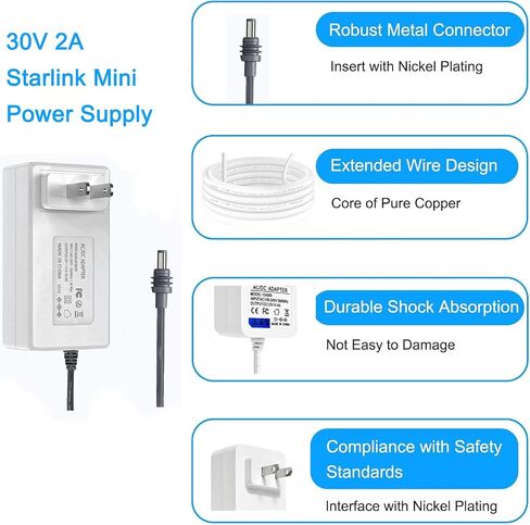 30V 2A 60W Power Supply Adapter for Starlink Mini Dish Fast Charger Starlink Accessories Replacement Power Adapter for Starlink mini Satellite Dish in Kuwait