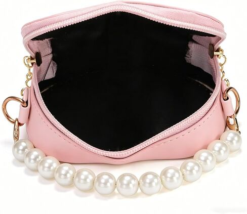 2 Pack Heart Shaped Children Crossbody Bag, Little Girl Purses with Pearl Handle, Mini Cute Kid Purse with Chain Strap, Princess Handbag Wallet Gift for Kids, Easter, Birthday Gift in Saudi Arabia