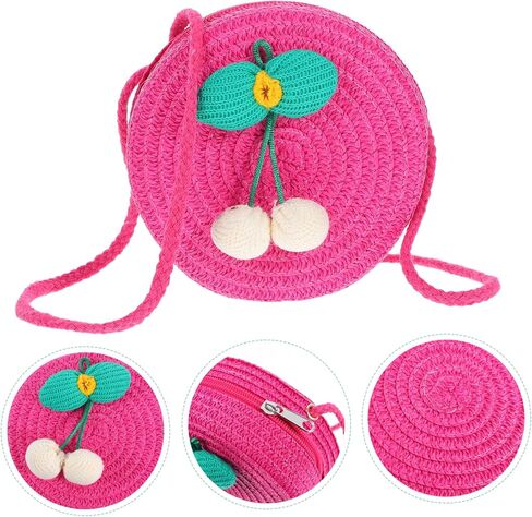minkissy Girls Straw Purse Cute Crossbody Bag Floral Design for Boys and Girls for Outings and Vacations and Sustainable Woven Material in Kuwait