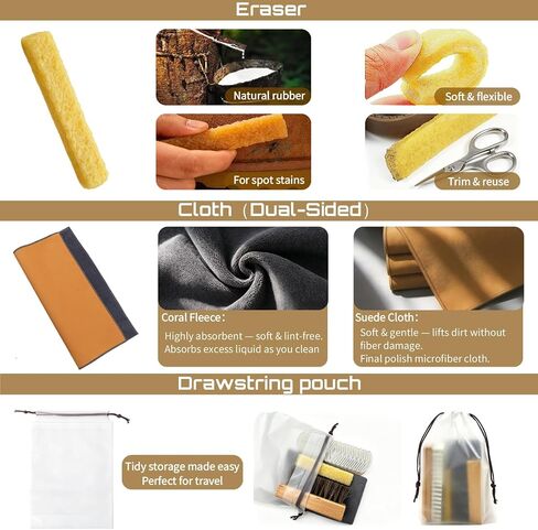 4Pcs Suede Brush and Eraser Set for Shoe Cleaning | Nubuck Boot Care, Suede Jacket Care in Saudi Arabia