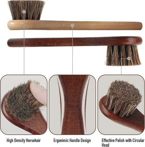 4-Piece 100% Horse Hair Shoe Brush Kit Premium Dauber Applicators Leather Care Cleaning Set with Two Colors Suede Shoes Boots Bags Cars Cleaning Polishing (Dauber Brush 4pcs) in Saudi Arabia