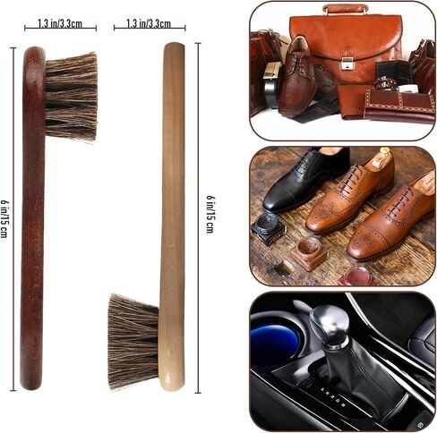4-Piece 100% Horse Hair Shoe Brush Kit Premium Dauber Applicators Leather Care Cleaning Set with Two Colors Suede Shoes Boots Bags Cars Cleaning Polishing (Dauber Brush 4pcs) in Saudi Arabia