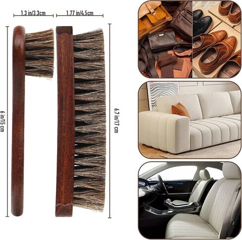 4-Piece 100% Horse Hair Shoe Brush Kit Premium Dauber Applicators Leather Care Cleaning Set with Two Colors Suede Shoes Boots Bags Cars Cleaning Polishing (Dauber Brush 4pcs) in Saudi Arabia