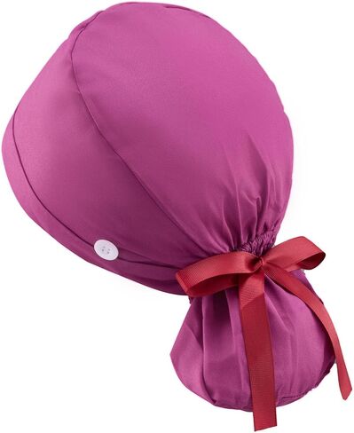 Hautton Ponytail Scrub Caps Women, Surgical Nurse Hats with Buttons and Sweatband, Cotton Bouffant Nursing Cap for Dental in Saudi Arabia