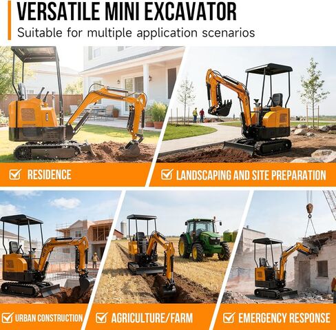 MS06 0.6 Ton Mini Excavator 9.3 HP Gas Engine with Side Swing Boom, Thumb Clamp, Rake, Ripper, Narrow Bucket, Digger Machine for Backyard Landscaping Garden Tight Spaces Construction in Saudi Arabia